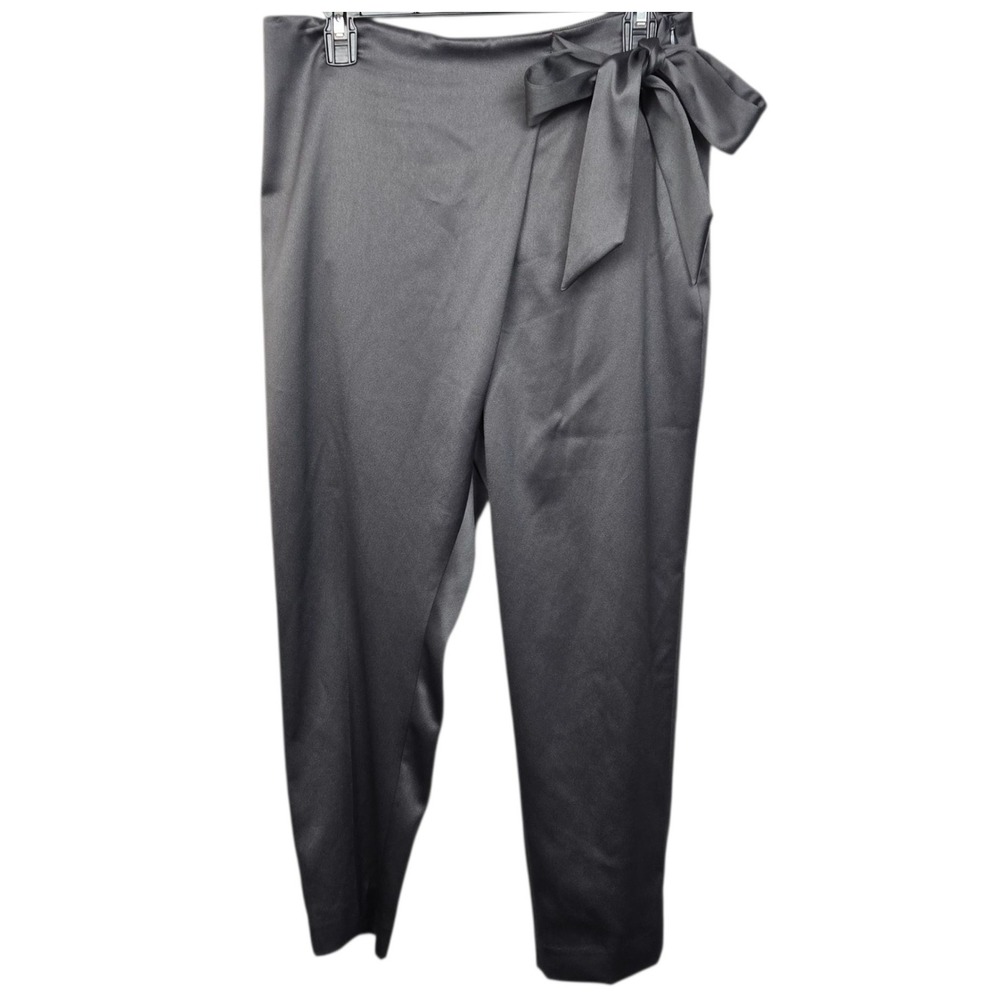 White House Black Market Satin Wrap Tapered Ankle Pants Smoked Pearl Size 6R NWT